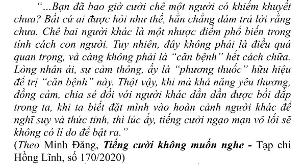 Đọc hiểu Tiếng cười không muốn nghe - mẫu 1